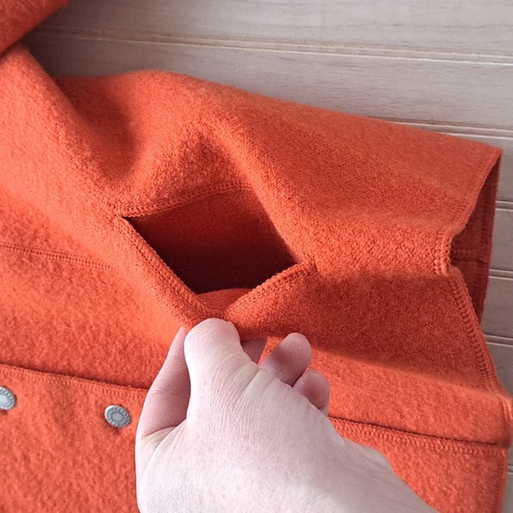 100% Wool Petite Sophisticate Classic Orange Jacket Coat Button Front Pockets - Picture 6 of 12